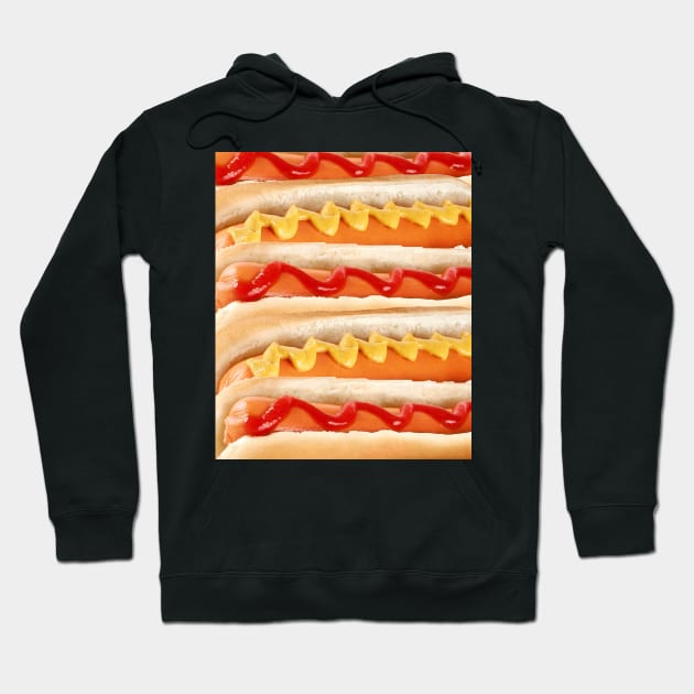 Hot-Dog Ketchup Mustard Hot-Dogs Stack Hoodie by Random Galaxy